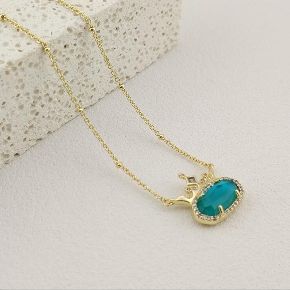 Kendra Scott Gold and Turquoise Disney Princess Crown Necklace - Picture 7 of 16